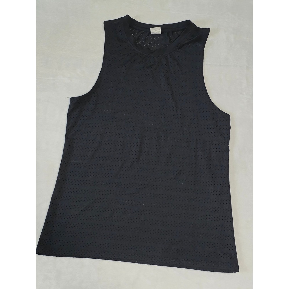Zyia Active Black Perforated Mesh Muscle Tank Top Womens Medium Workout Gym